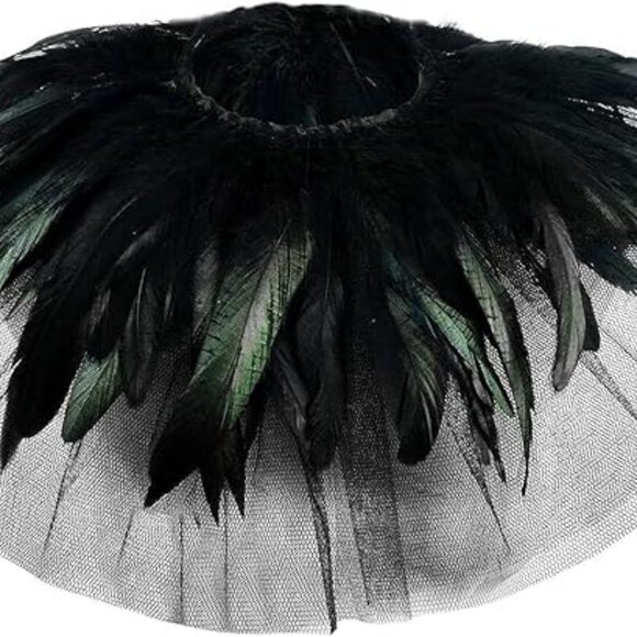 Feather Shrug Double Layer Tulle Mesh Shawl main image 4